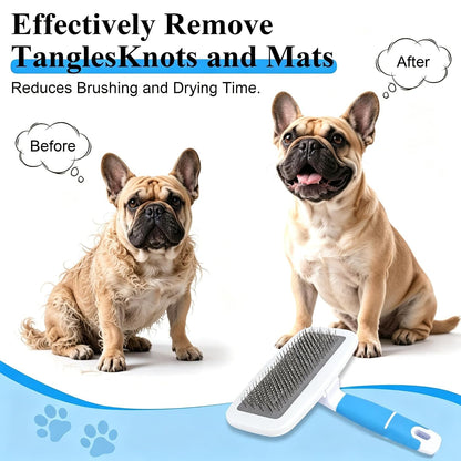 French Bulldog Brush with Rounded Tip | Skin Friendly,With Small Comb for Effectively Remove Tangles, Knots and Mats,Essential French Bulldog Accessory2