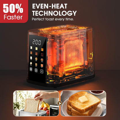 2 Slice Toaster with Touch Screen, 1.5" Extra Wide Slots for Bagels & Thick Bread, Stainless Steel, Digital Countdown Timer, 6 Shade Settings, Defrost/Reheat/Cancel, Removable Crumb Tray5