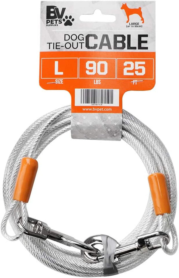 BV Dog Tie Out Cable 30 Feet - Heavy Duty Dog Lead up to 125 Pounds - Reflective & Rust-Free with Quick Release Swivel Clips & 360° Rotating Clasp - Tangle-Free Dogs Runner for Yard (Red, Single)16