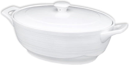 9" X 6.5" Oval Casserole Dish with Lids,1.9 Quart French White Ceramic Serving Soup Tureens, Baking Dish with Handle 12.1 IN, for Casseroles, Lasagna Cookware Set, Microwave, Oven Safe1