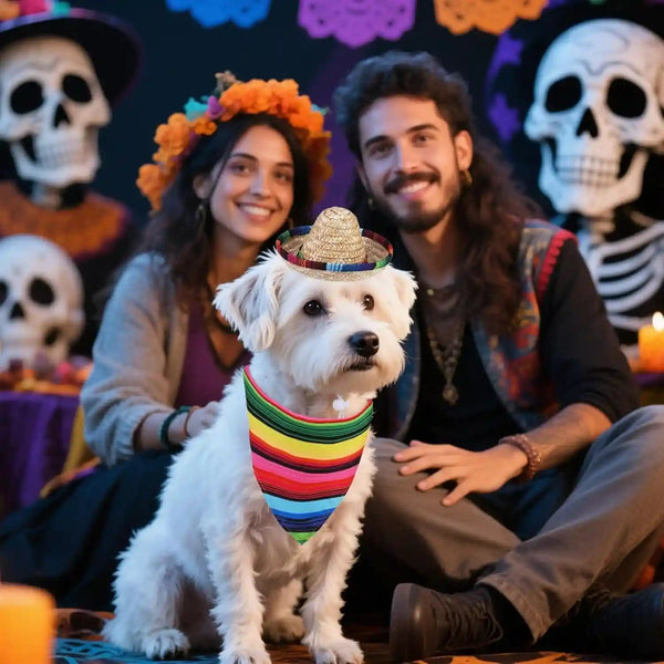 PUPTECK Mexican Day of the Dead Dog Bandana with Pet Sombrero Hat Colorful | Pet Halloween Oufits Costumes Decorations Supplies for Small Medium Large Dogs Boy Girl Gifts6