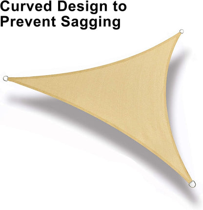 12' X 12' X 12' Triangle Sun Shade Sail for Outdoor Patio, Sand | HDPE Fabric, 95% UV Block, Breathable Sunshade, Canopy for Garden Backyard Deck, NOT Waterproof, Custom Size Available6