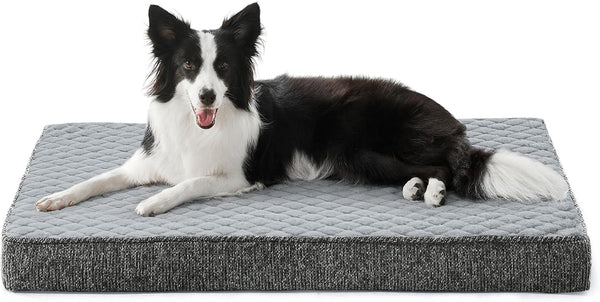 JOEJOY Orthopedic XL Dog Bed for Large Dogs, Waterproof Dog Bed for Crate with Washable Removable Cover, Extra Thick Egg-Crate Memory Foam Pet Beds, Grey, 41"X27"12