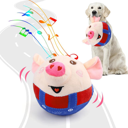 BABORUI Interactive Dog Toys Pig, Jumping Squeaky Dog Toys with Recording and Music Modes, Rechargeable Moving Dog Chew Toys for Small/Medium/Large Dogs to Keep Them Busy(Blue Pig)12