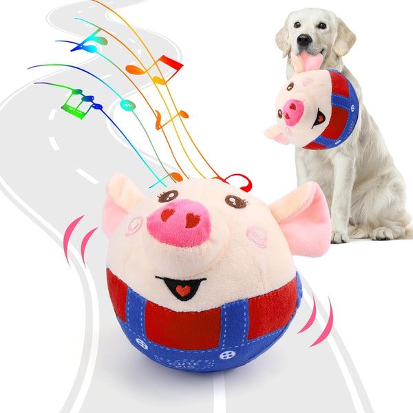 BABORUI Interactive Dog Toys Pig, Jumping Squeaky Dog Toys with Recording and Music Modes, Rechargeable Moving Dog Chew Toys for Small/Medium/Large Dogs to Keep Them Busy(Blue Pig)12