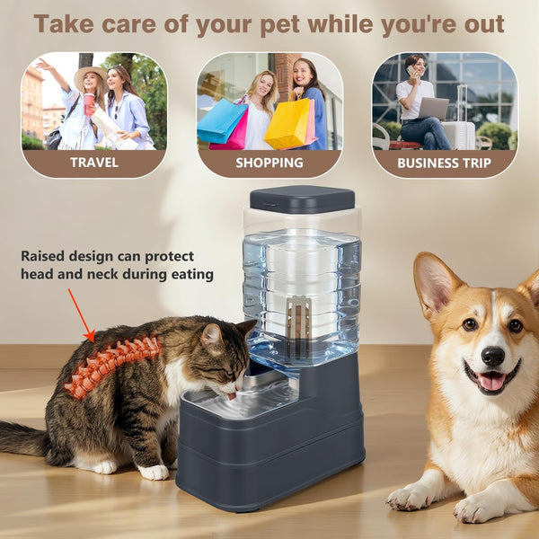 2.2 Gallon Pet Automatic Dog Water Dispenser Cat Gravity Waterer Feeder with Stainless Steel Bowl 8L Large Capacity Puppy Feeding Raised Bowls with Filter,Ice Pack7