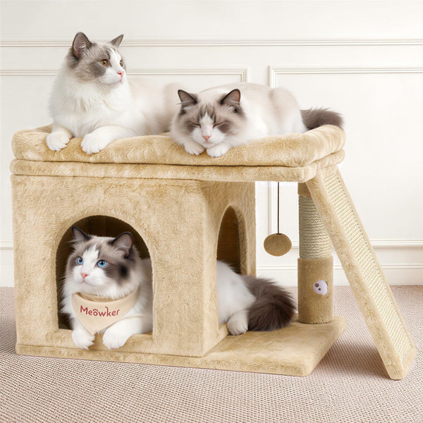 Cat Tree Tower Bed with Scratching Post for Indoor Cats, Dark Gray | Modern Heavy Duty Sturdy Small Condo Equipped with Platform Perch & Hideout, Ideal Rest Climb Area for Kittens Large Cats8