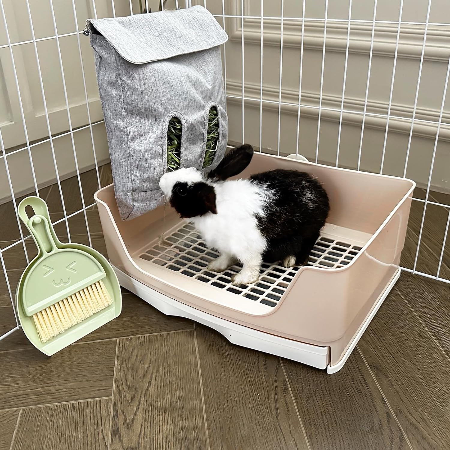 large-rabbit-litter-box-bunny-litter-box-potty-training-for-rabbits-litter-pan-with-drawer-rabbit-bedding-toilet-for-adult-guinea-pig-ferret-bunny-and-other-animals-brown