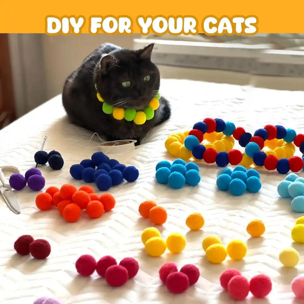 TEAWOO 50Pcs Cat Toys Pom Pom Balls with 1 Launcher Set, Interactive Cat Toy Stuff for Indoor Both Adult & Kitten Toys6