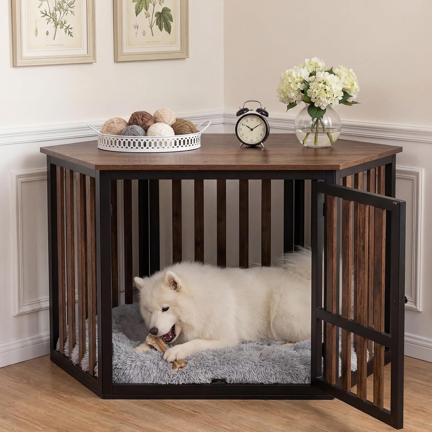 lemonroad-42-5-inch-corner-dog-crate-bed-pad-washable-dog-kennel-pad-mat-furniture-for-large-dogs-thick-plush-crate-pet-cage-sleeping-bed-pet-corner-side-table-only-mat
