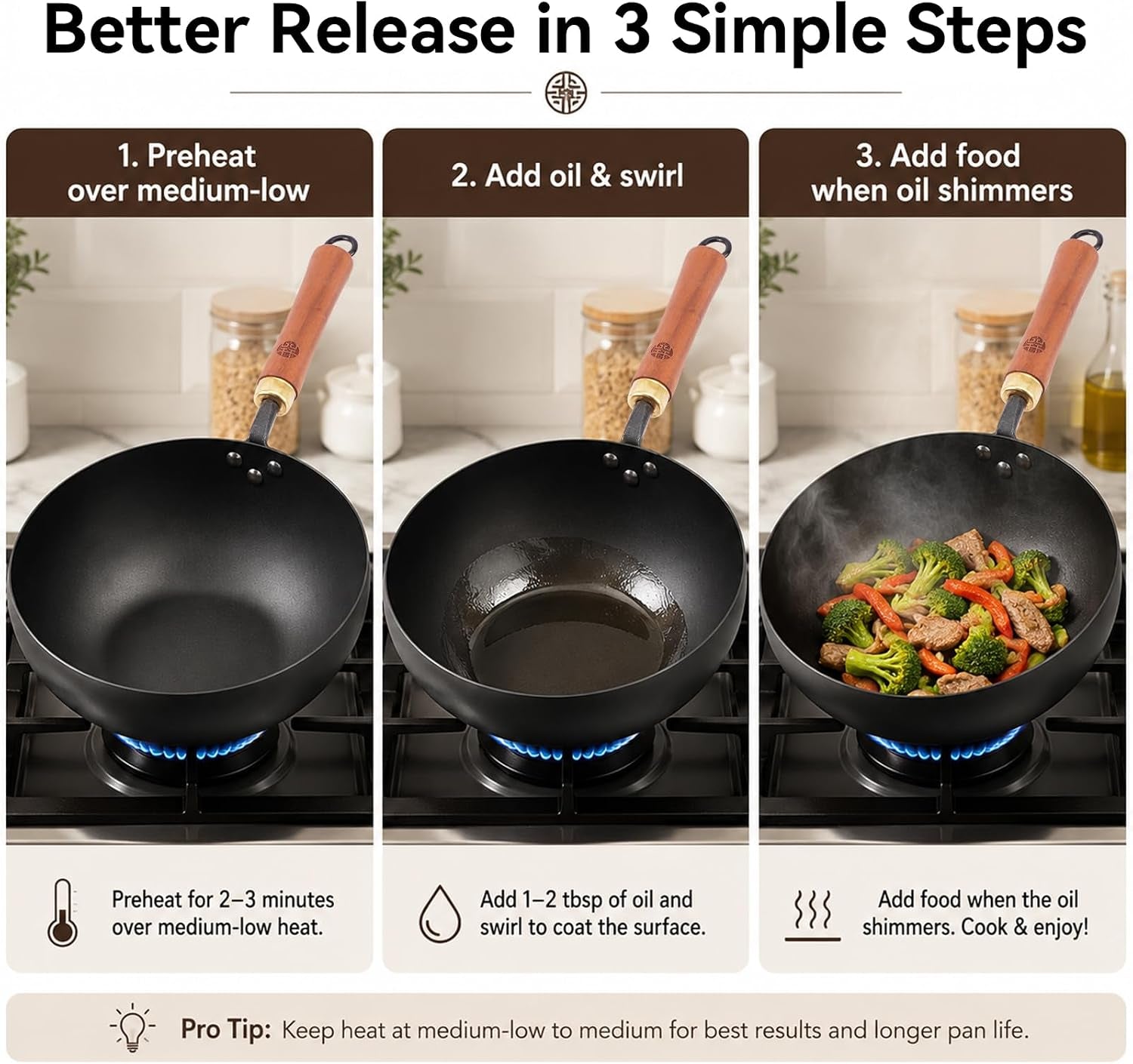 9-5-inch-carbon-steel-wok-with-lid-flat-bottom-stir-fry-pan-deep-3-5-qt-bowl-for-1-2-servings-smooth-carbon-steel-surface-flat-base-for-induction-gas-electric-and-ceramic-cooktops
