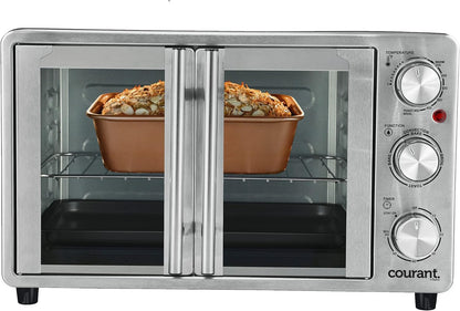 French Door Convection Toaster Oven & Broiler, Bake Broil Toast Oven, Fits 9X13’’ Aluminum Baking Pan, 6-Slices, 10’’ Pizza, Convection Oven - Stainless Steel1