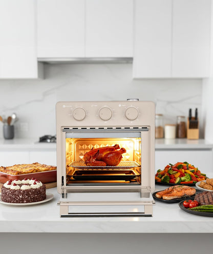 Home, 16.5 Qt Air Fryer Oven, with Steam Infusion, Cream, Convection Countertop Oven, 6 Cooking Functions, 200–450°F Temperature Control, Interior Light, Fry Basket & Baking Tray Included9