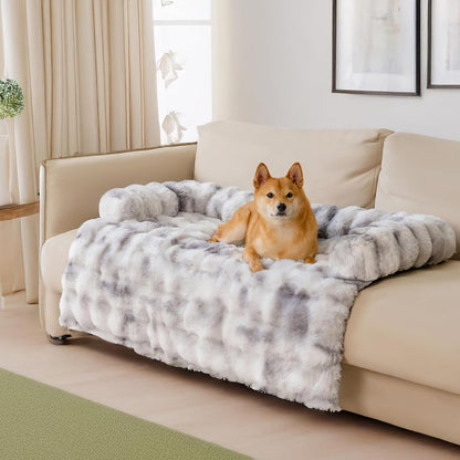 FUNNY FUZZY Pet Fluffy Fuzzy Couch Cover, Calming Washable Dog Bed Sofa Protector Pets Mat for Small Medium Dogs and Cats (Coffee,33.45 × 28.35 × 5.51 In)9