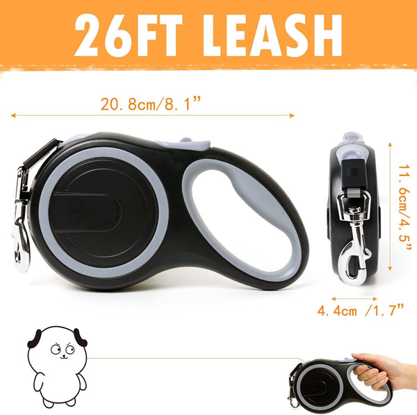 26Ft Retractable Dog Leash, Heavy Duty Great Leash for Dog up to 110 Lbs, Anti-Slip Rubberized Handle, One-Handed Brake, Strong Nylon Tape, Tangle Free(Large Size).2