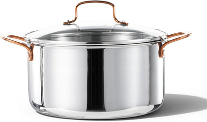 8 Qt Tri-Ply Stainless Steel Stockpot, Non-Toxic Stock Pot with Lid, Soup Pot for Pasta, Even Heating, Oven Safe, Induction, Ceramic and Gas Cooktops Compatible, Sliver, Mothers Day Gifts1