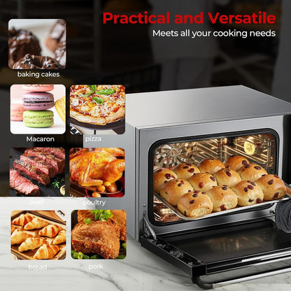 Commercial Convection Oven 2500W with 122-572°F Control | 3-Tier Toaster Oven, 50 Qt Large Capacity Electric Oven for Restaurant/Cafe/Pizza Shop/Food Industry, Black6