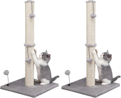 MECOOL Cat Scratching Post Premium Basics Kitten Scratcher Sisal Scratch Posts with Hanging Ball 22In for Kittens or Smaller Cats (22 Inches for Kitten, Beige)11