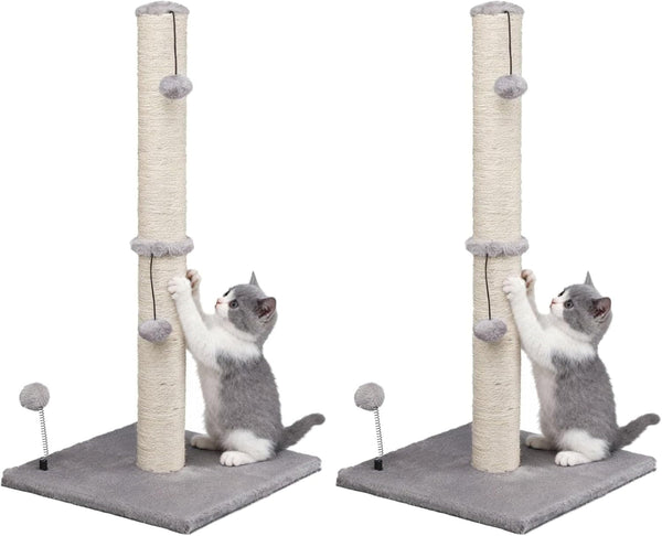 MECOOL Cat Scratching Post Premium Basics Kitten Scratcher Sisal Scratch Posts with Hanging Ball 22In for Kittens or Smaller Cats (22 Inches for Kitten, Beige)11