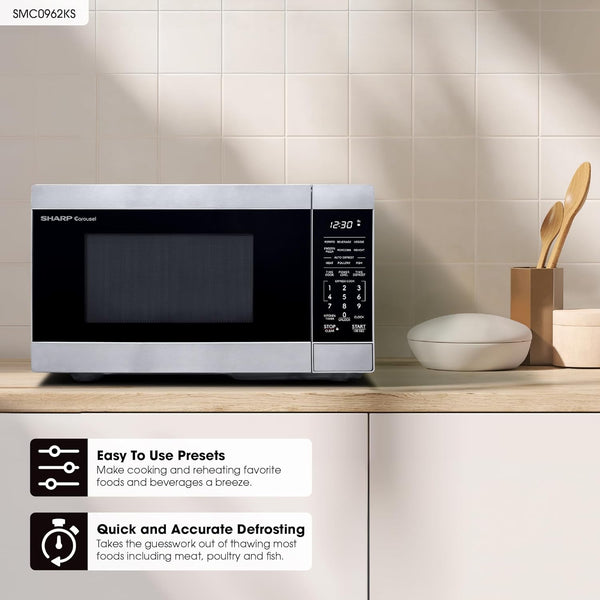 SMC0962KS 0.9 Cu. Ft. 900W Stainless Steel Countertop Microwave Oven2