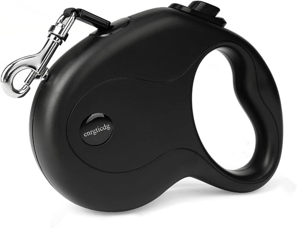 Enrgticdg 16Ft Retractable Dog Leash,Light Weight Leash for Small to Medium Dogs/Cats up to 50Lbs,Stainless Steel Spring Strong Nylon Tape, Tangle Free, One-Handed Brake.(Black)1