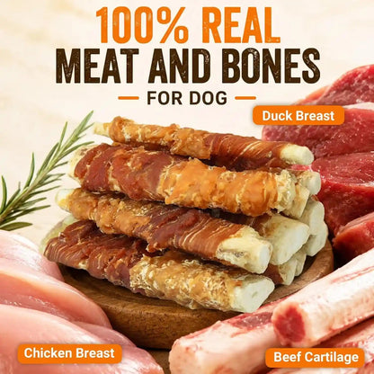 Dog Treats, Chicken Duck Jerky Wrapped Beef Cartilage Sticks Dental Chews | Natural Long Lasting Dog Bones Snack, Rawhide Free Healthy Dog Training Treats for Small Medium Large Dogs, 10.6Oz3