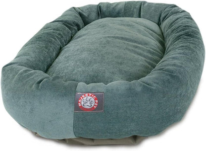 Majestic Pet 40 Inch Micro Velvet Calming Dog Bed Washable – Cozy Soft round Dog Bed with Spine for Head Support - Fluffy Donut Dog Bed 40X29X9 (Inch) – round Pet Bed Large – Pearl52