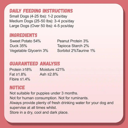 Pawmate Duck Double Purple Sweet Potato Wraps Dog Treats, Healthy Low Fat Dog Jerky High Protein for Training Treats Snacks, Chewy for Small Medium Large Dogs 12-15 Counts4