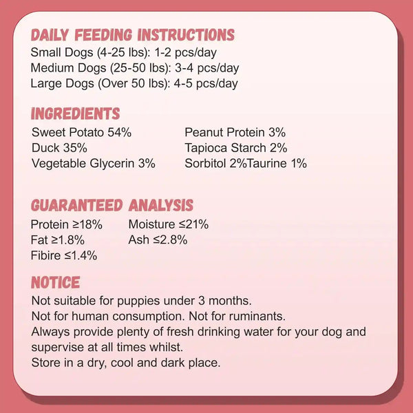 Pawmate Duck Double Purple Sweet Potato Wraps Dog Treats, Healthy Low Fat Dog Jerky High Protein for Training Treats Snacks, Chewy for Small Medium Large Dogs 12-15 Counts4