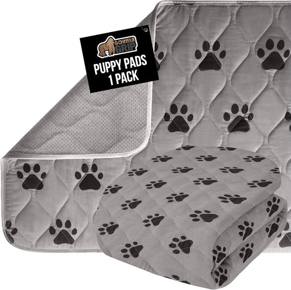 GORILLA GRIP Washable Puppy Pads, 46X28, Slip Resistant Dog Crate Mat, Waterproof Cloth Pee Pad for Training Puppies in Playpen, Reusable Pet Incontinence Blanket, Protects Sofa, Furniture, Floors1
