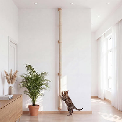 84" Tall Wall Mounted Cat Scratcher Post, Cat Wall Shelves Furniture, 6 Pcs 14 Inch Sisal Climbing Poles with 5 Brackets, Kitten Modular Scratch Tower, Space Saving Pet Supplies3