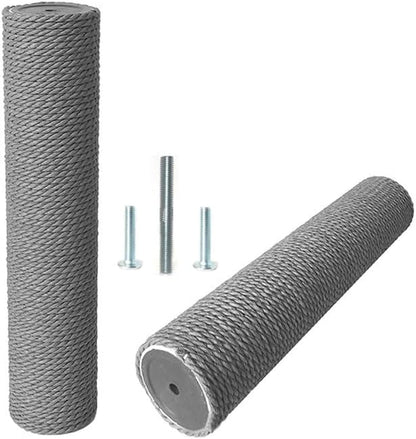 2Pcs M10 Cat Tree Replacement Post - Gray Kraft Paper Cat Scratching Post Replacement Pole DIY M10 Bolt Sturdy PVC Tubes Screws Included (3.46 * 15.7")1
