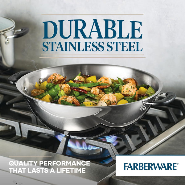 Brilliance Stainless Steel Wok/Stir-Fry Pan, Induction Suitable, Dishwasher and Metal Utensil Safe, 14 Inch - Stainless Steel4