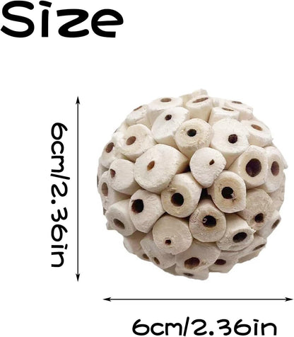 LWINGFLYER 6 Pieces Sola Atta Ball Parrot Biting Toy Bird Chew Accessories Natural Sola Plant Material for Birds, Rabbits, Hamsters and Small Pets.2