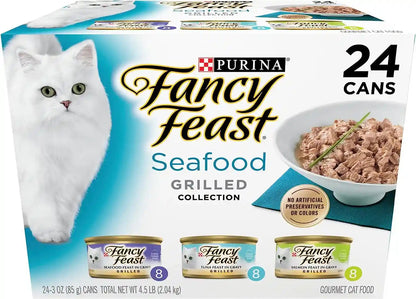 Purina Fancy Feast Grilled Seafood Wet Cat Food, 3 Oz Cans, 24-Pack1