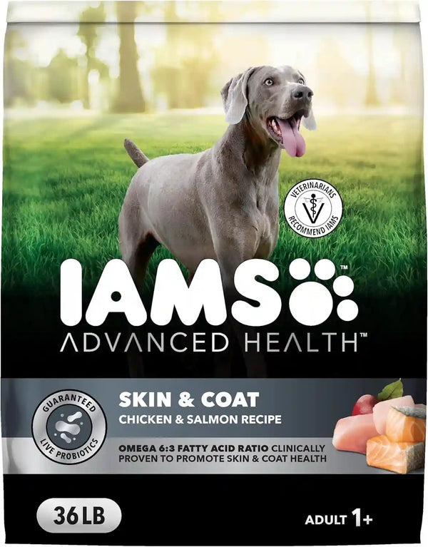 IAMS Advanced Health Skin & Coat Dry Dog Food, Chicken & Salmon, 27 Lb | Vet-Recommended, Omega 6:3 Fatty Acids, Zinc & Vitamin E, Real Chicken #1 Ingredient, Real Salmon, No Artificial Flavors13