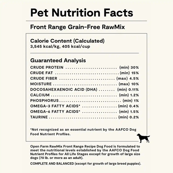 Open Farm Rawmix Grain Free Dry Dog Food, Front Range Kibble, 20Lb Bag | Grass Fed Beef, Pasture Raised Lamb, Humanely Raised Pork, Freeze Dried Raw Chunks, 100% Traceable Ingredients.6