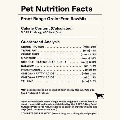 Open Farm Rawmix Grain Free Dry Dog Food, Front Range Kibble, 20Lb Bag | Grass Fed Beef, Pasture Raised Lamb, Humanely Raised Pork, Freeze Dried Raw Chunks, 100% Traceable Ingredients.6