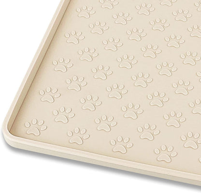 Ptlom Pet Placemat for Dog and Cat, Mat for Prevent Food and Water Overflow, Suitable for Small, Medium and Big Pet, 18" 12", Grey, Silicone24