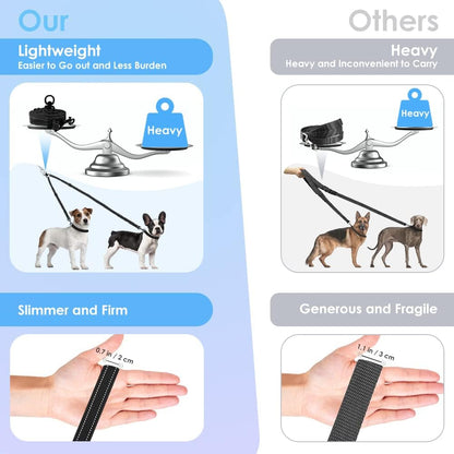 AUTOWT Double Dog Leash, No Tangle 360°Swivel Rotation Reflective Lead Attachment Adjustable Length Dual Two Dogs Lead Splitter, Comfortable Shock Absorbing Walking Training for 2 Dogs2