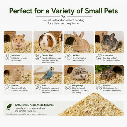 35Oz Natural Aspen Wood Pet Bedding – Low Dust, Odor Control & Ultra Absorbent Shavings for Hamsters, Parrots, Guinea Pigs & Small Animals7