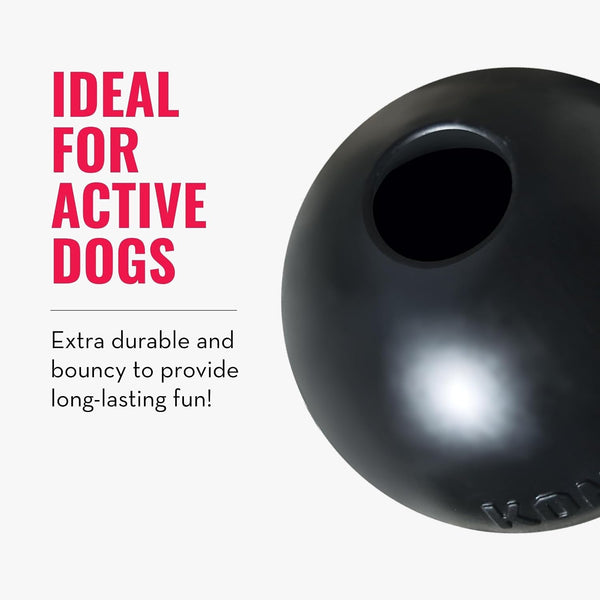 KONG Extreme Ball with Hole - Fetch Toy - Durable Dog Toy for Training, Interactive Playtime & More - Natural Extreme Rubber Ball - Black - for Medium/Large Dogs3