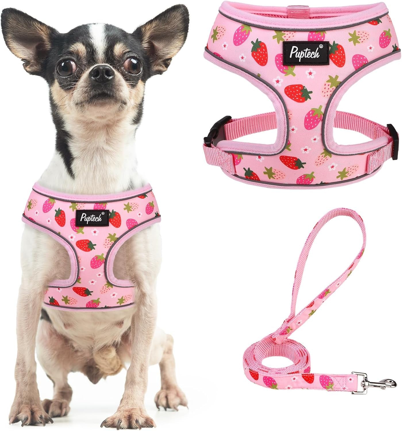 pupteck-soft-mesh-dog-harness-small-sized-and-leash-set-pet-puppy-cat-comfort-padded-vest-no-pull-harnesses-beige-s