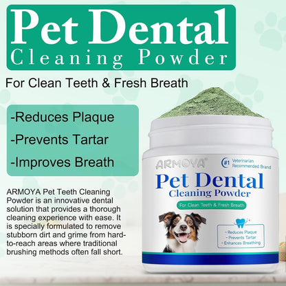 ARMOYA Dog Dental Powder - Teeth Cleaning Powder for Dogs - Dog Dental Care - Plaque & Bad Breath off P-Owder D-Og - D-Ental Care Supplies for Small - Medium - Large Do-Gs3