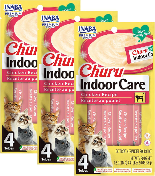 INABA Churu for Cats, Functional, Creamy Lickable Purée Cat Treat for Indoor Care and Hairball Control, 0.5 Ounces Each, 24 Tubes (4 per Pack), 2 Flavor Tuna and Chicken Variety Pack11