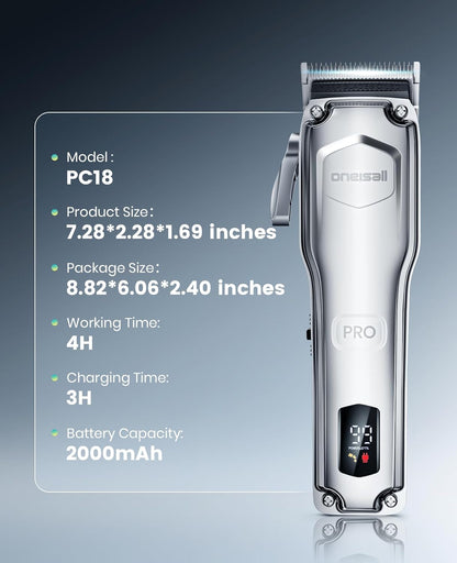 Oneisall PC18 Dog Clippers for Grooming for Thick Coat | 6800 RPM High-Speed, Detachable Stainless Steel Blades,4 Hours of Battery Life, Dog Shaver for Thick/Matted/Knotted/Hair9