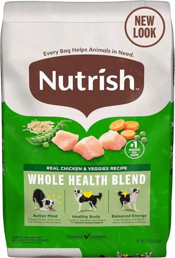 Nutrish Real Chicken & Veggies Recipe Whole Health Blend Dry Dog Food, 14 Lb. Bag, Packaging May Vary (Rachael Ray)1