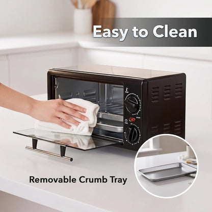 8L Countertop Toaster Oven, Adjustable Temperature, Black TO2808B | 60-Minute Timer, Easy-To-Clean Baking Pan, 750W Compact Design Perfect for Mini for Pizza, Bake, and Broil4