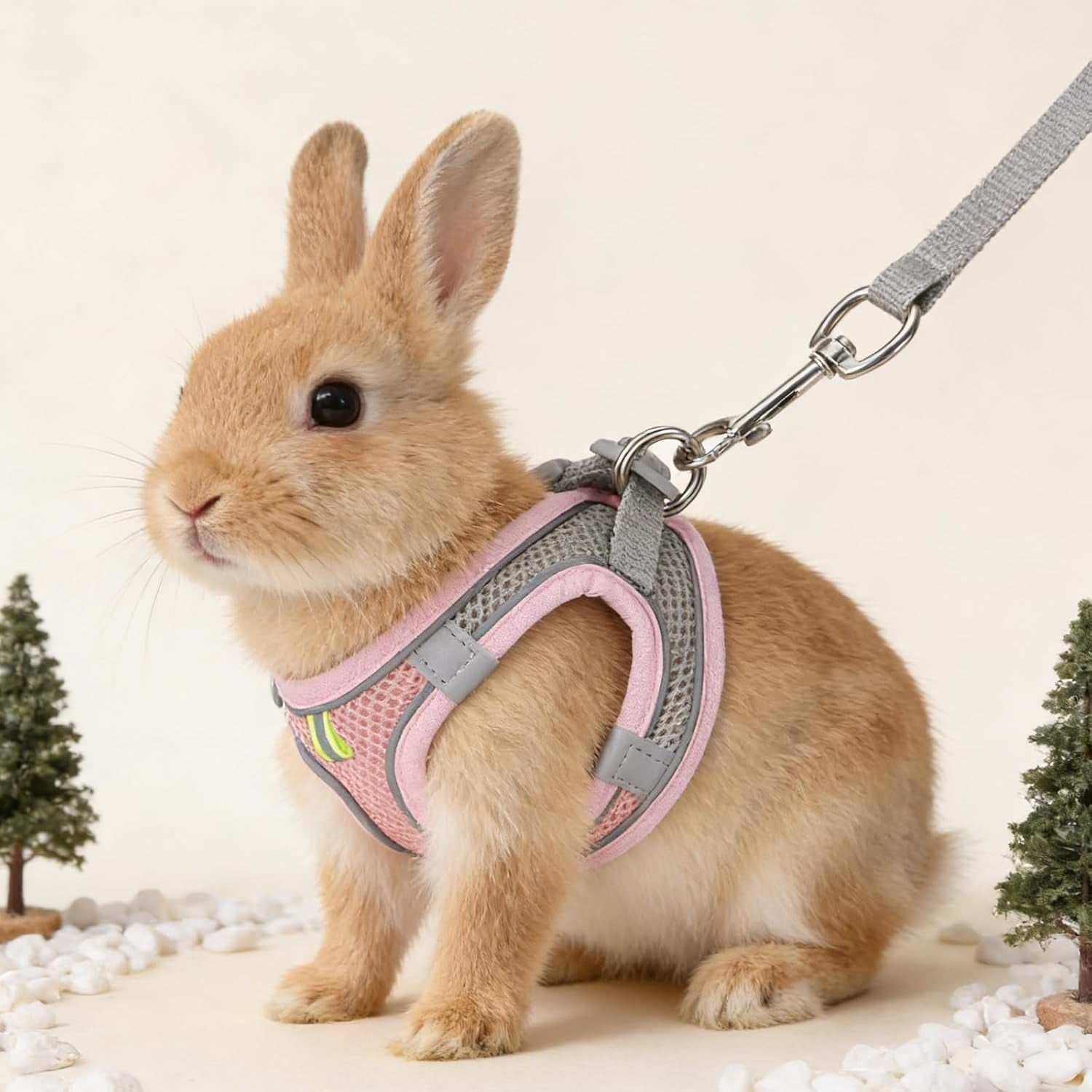 bunny-harness-and-leash-set-breathable-pet-rabbit-harness-and-leash-set-soft-rabbit-leashes-reflective-strips-jacket-escape-proof-walking-gear-for-rabbits-small-kitten-puppy-guinea-pigs-pink-xxs