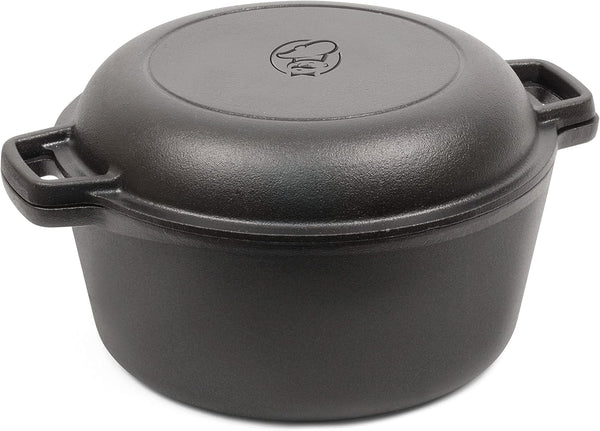 2-In-1 5-Qt. Dutch Oven, 10.25-Inch Skillet Lid, CHFL508 | Pre-Seasoned Cast Iron, Works on All Cooktops Including Induction, Outdoor Cookware for Campfires or Grills1